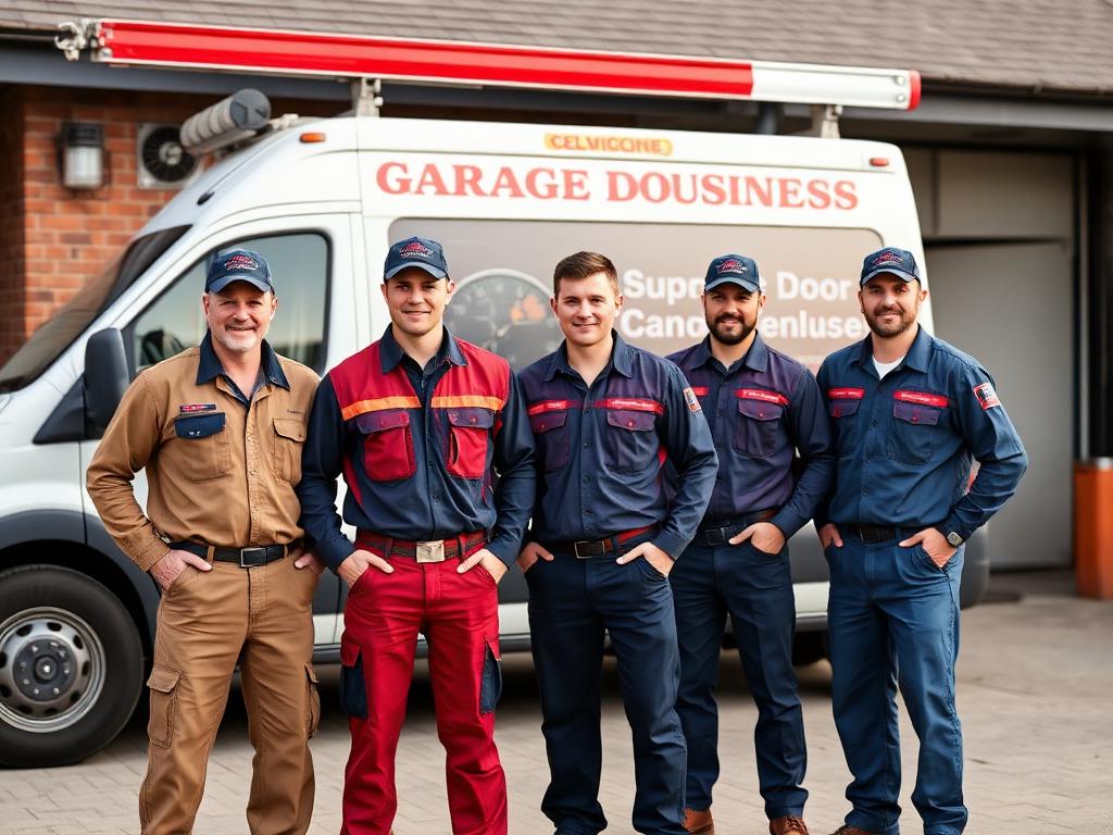 Windham Garage Doors professional team in company uniforms ready to serve New Hampshire customers